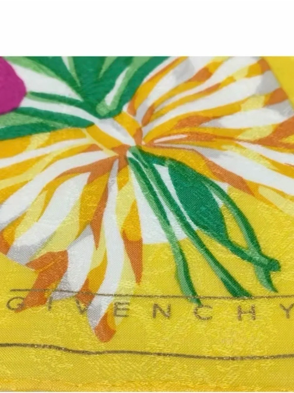 Givenchy Floral Tulip Border Scarf in Yellow, Pink & Green